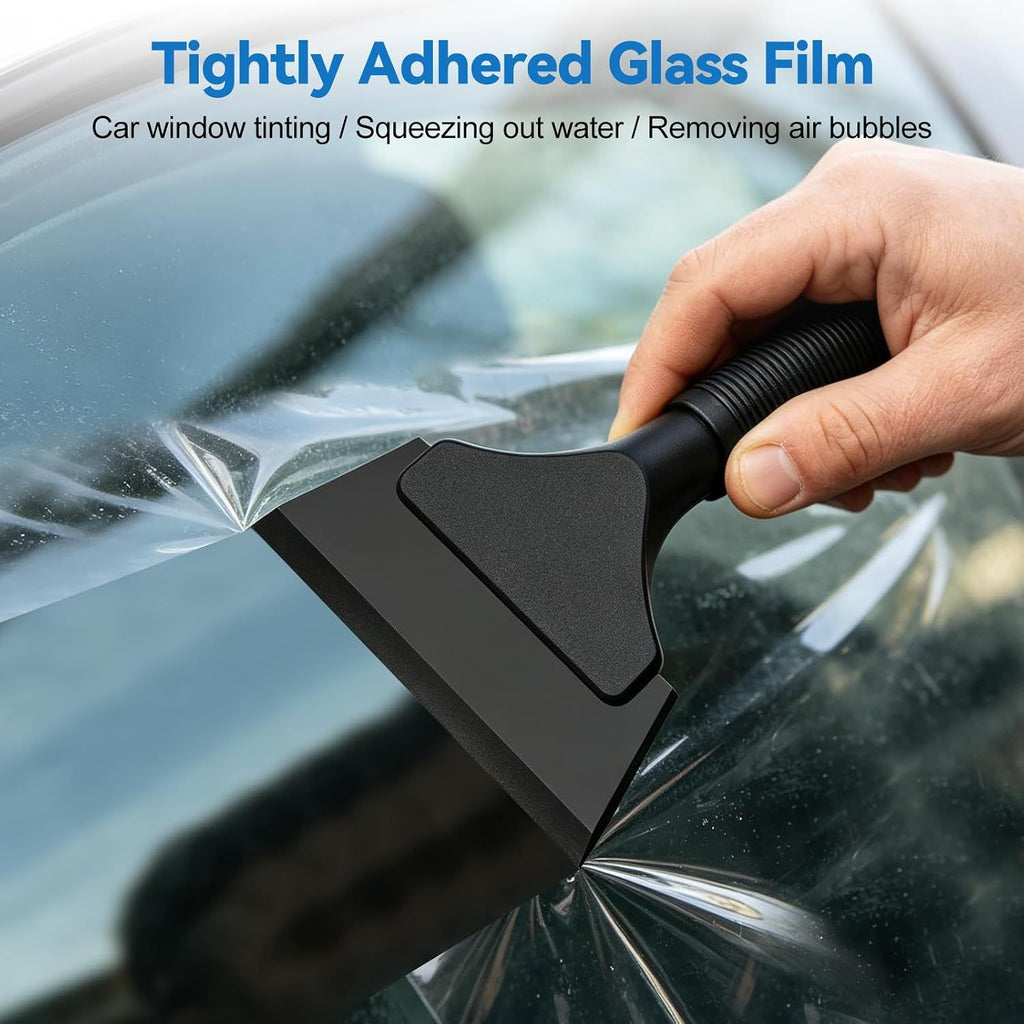 Small Squeegee, Window Tint Squeegee with Rubber Blade, Mini Squeegee with Non-Slip for Car, Shower Door, Mirror, Window, Black, 13 cm