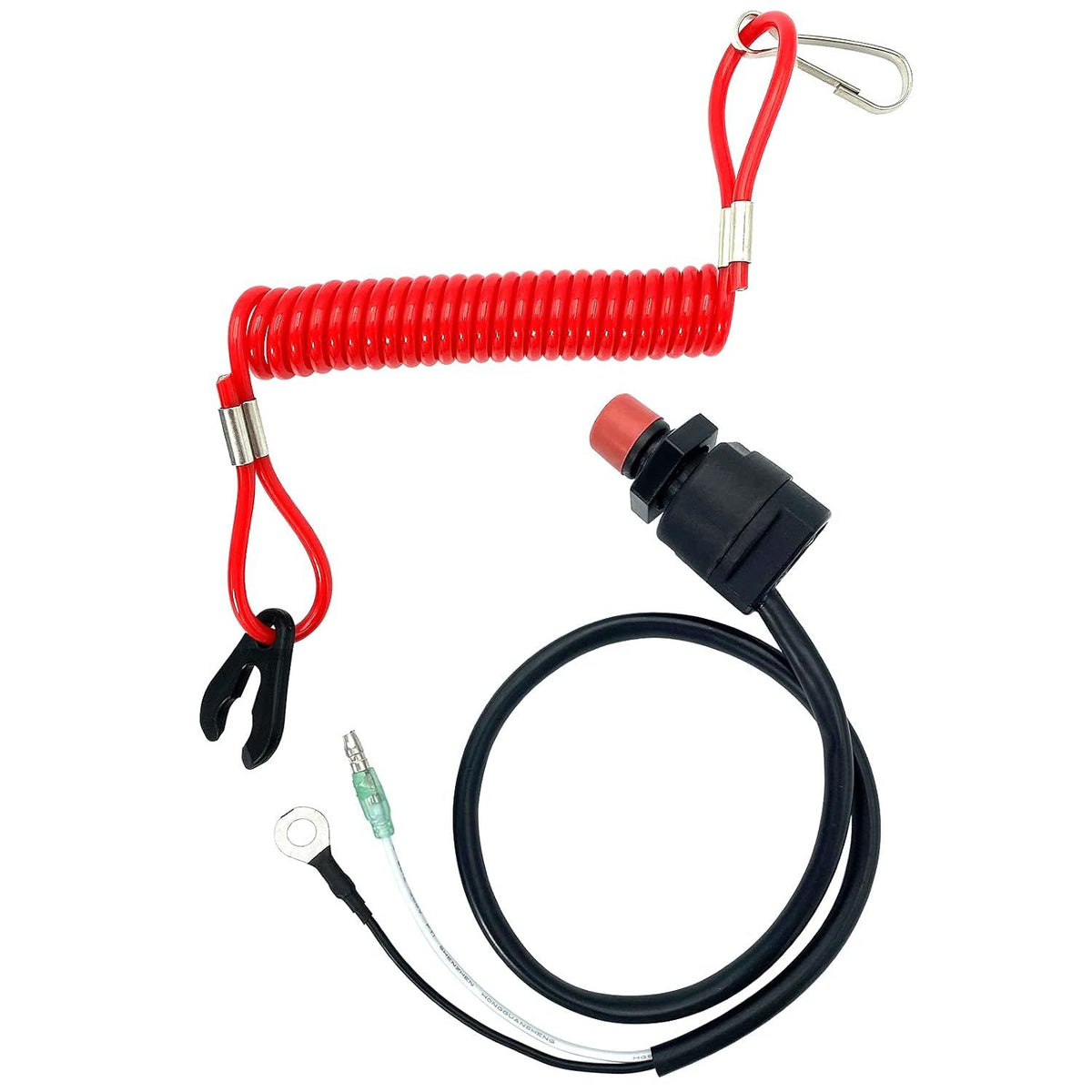 Boat Engine Emergency Stop Switch with Safety Tether Lanyard, Replacement Kill Switch Key for Yamaha, Tohatsu and Honda, 140 cm, Red