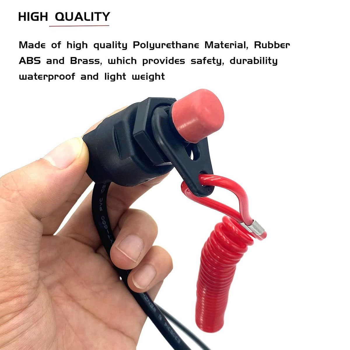 Boat Engine Emergency Stop Switch with Safety Tether Lanyard, Replacement Kill Switch Key for Yamaha, Tohatsu and Honda, 140 cm, Red