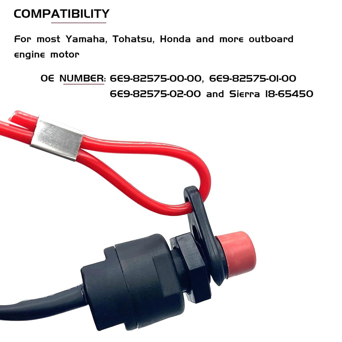 Boat Engine Emergency Stop Switch with Safety Tether Lanyard, Replacement Kill Switch Key for Yamaha, Tohatsu and Honda, 140 cm, Red