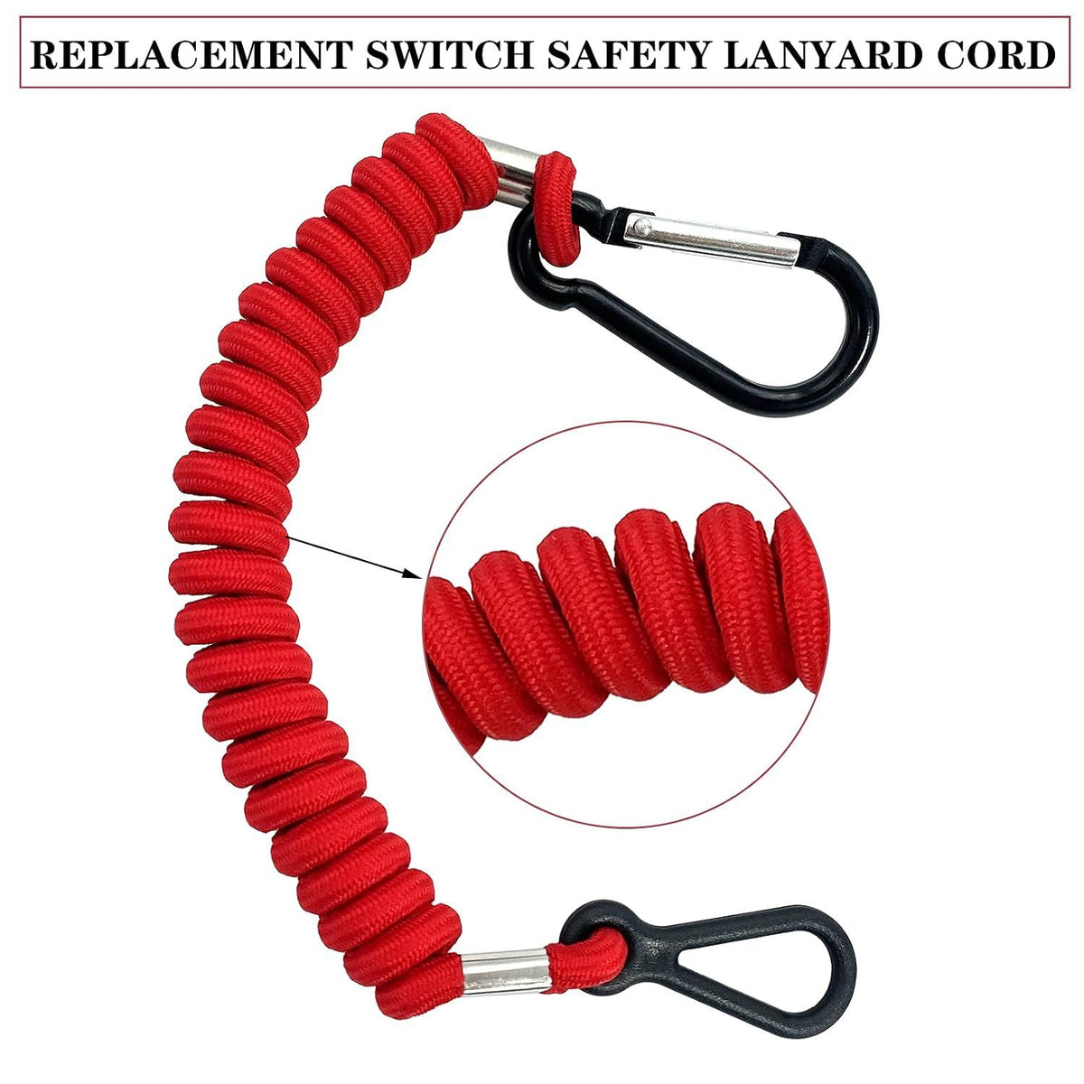 Boat Engine Emergency Stop Switch Lanyard, Replacement Safety Tether for Mercury MerCruiser Outboards, 8M0092849, 15920T54, Red, 100 cm