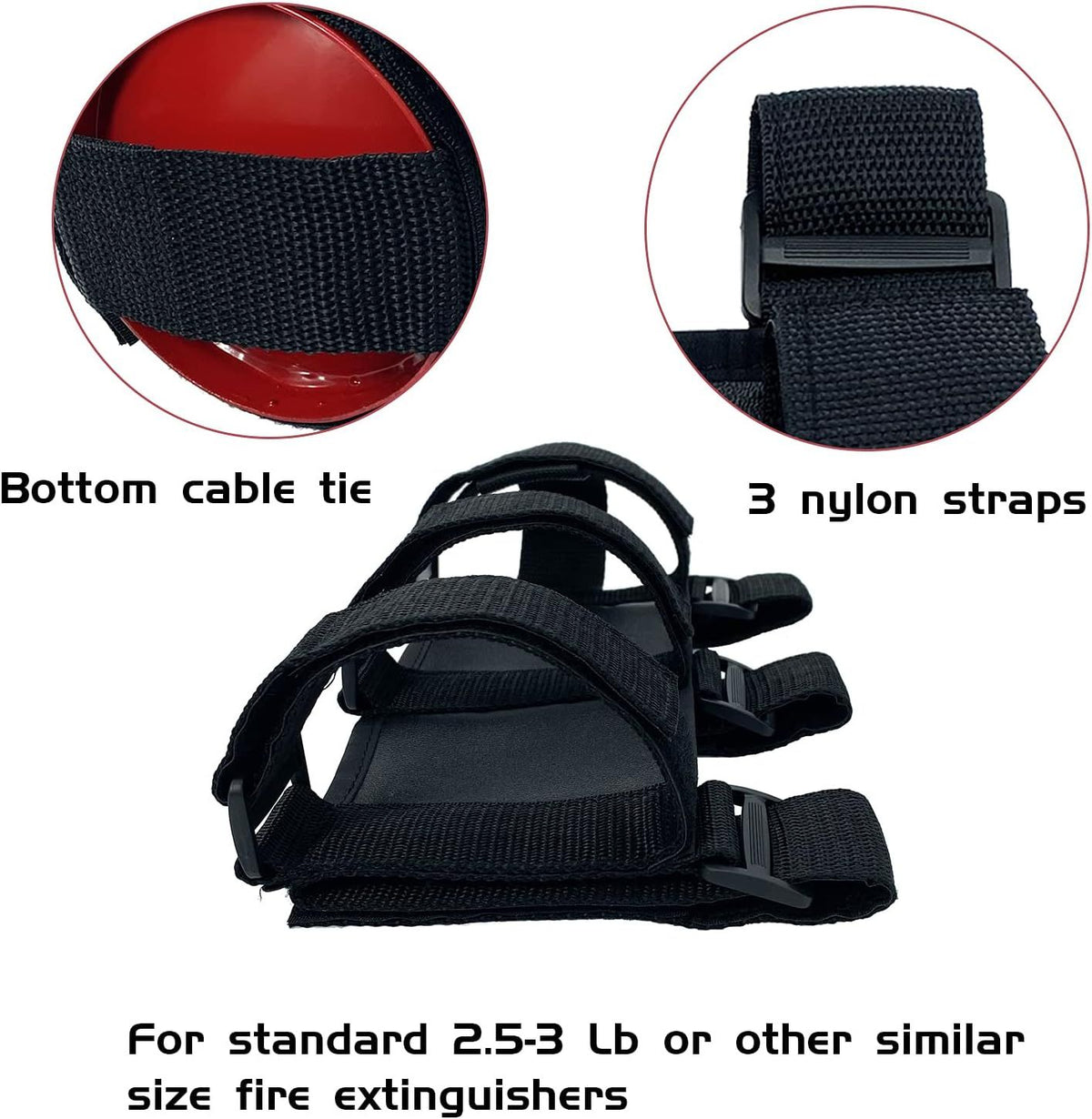 Adjustable Fire Extinguisher Roll Bar Mount, Quick-Release Holder Strap for Jeep Wrangler, Polaris Ranger, RZR and Can-Am Maverick Vehicles