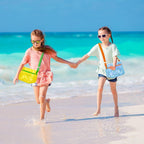 3 Pack Mesh Seashell Collecting Bags with Adjustable Straps, Lightweight Beach Storage Bags for Kids, Sand Toys and Shell Hunting, Multicolour