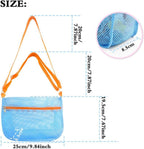 3 Pack Mesh Seashell Collecting Bags with Adjustable Straps, Lightweight Beach Storage Bags for Kids, Sand Toys and Shell Hunting, Multicolour