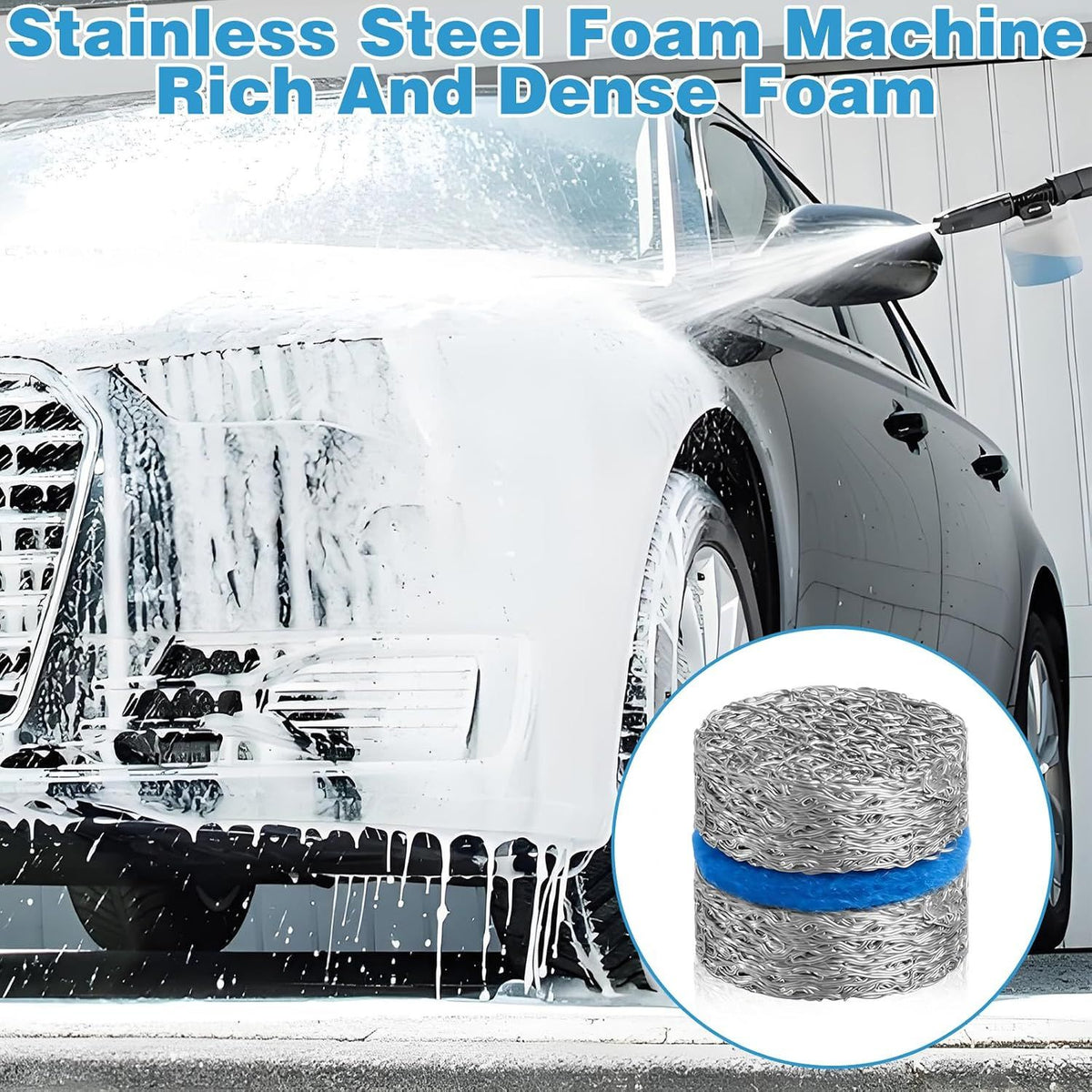 6 Pack 1.1 mm Foam Cannon Orifice Nozzles and Mesh Filter Kit with Universal Thread Tips for Pressure Washer Snow Foam Cannons