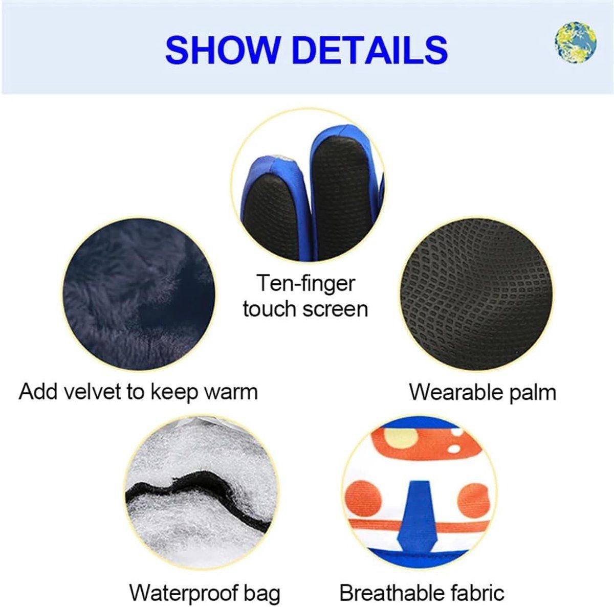 Winter Gloves, Warm gloves, Gloves, children's gloves, waterproof children's gloves, for Cold Weather, Travel and Daily Winter Wear, Blue