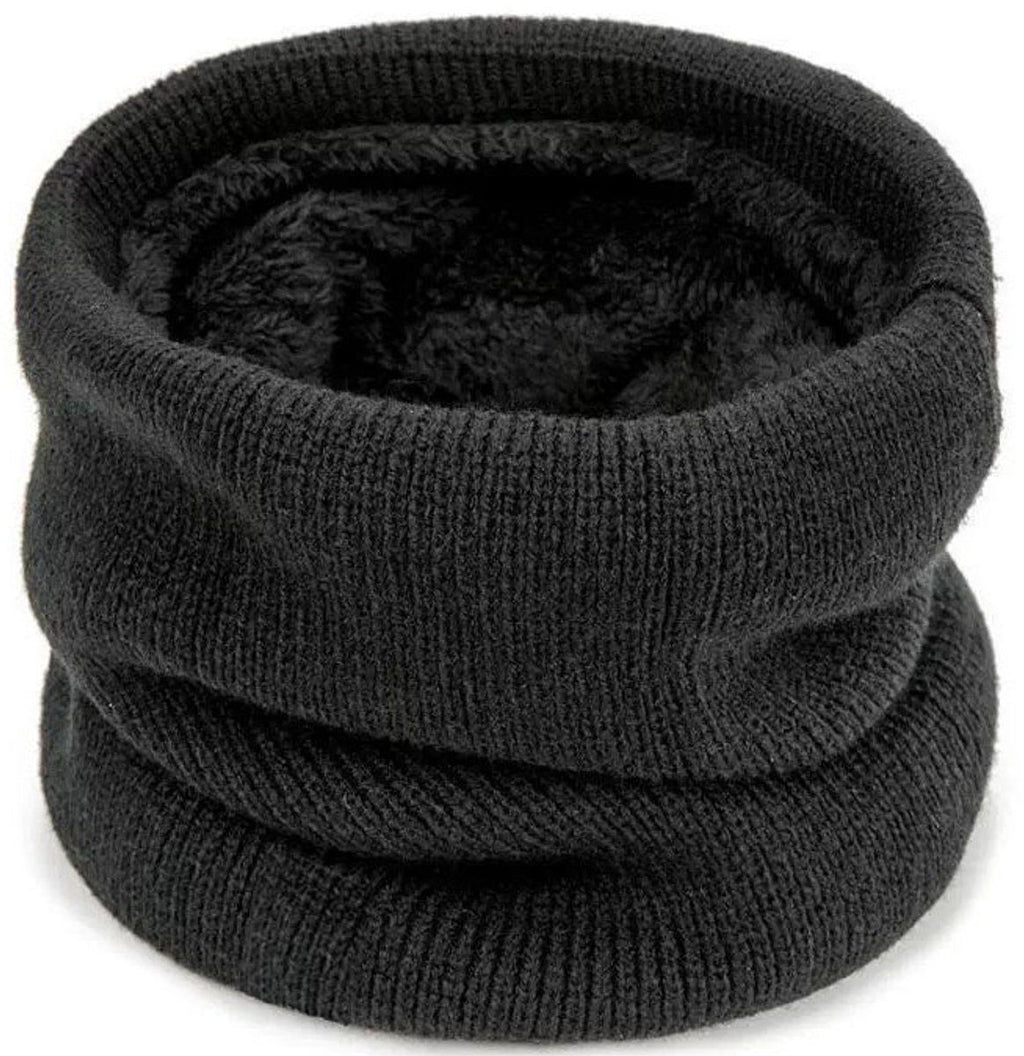 Thermal Neck Warmer, Fleece Scarf, Luxury Knitted Scarf, Cycling Scarf, for Cold Weather, Travel and Daily Winter Wear, Black