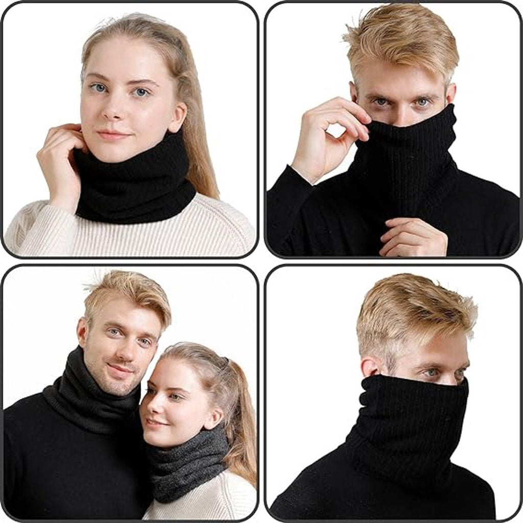 Thermal Neck Warmer, Fleece Scarf, Luxury Knitted Scarf, Cycling Scarf, for Cold Weather, Travel and Daily Winter Wear, Black