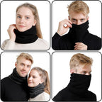 Thermal Neck Warmer, Fleece Scarf, Luxury Knitted Scarf, Cycling Scarf, for Cold Weather, Travel and Daily Winter Wear, Black