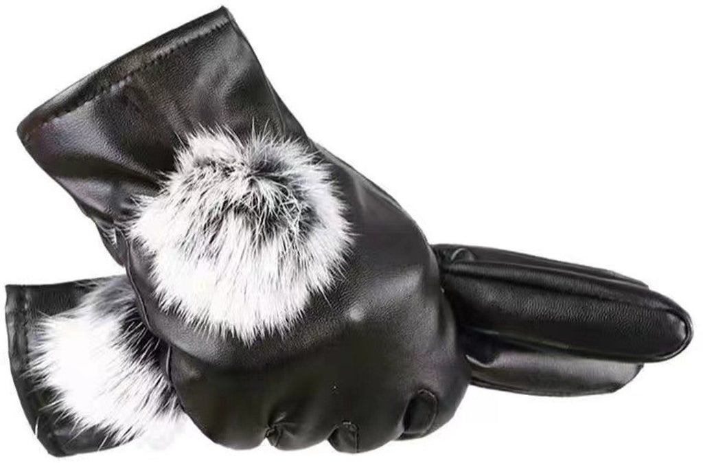 Warm winter gloves, Cycling gloves, Touchscreen gloves, Women's winter gloves, Windproof and warm leather, Black