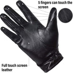 Warm winter gloves, Cycling gloves, Touchscreen gloves, Women's winter gloves, Windproof and warm leather, Black