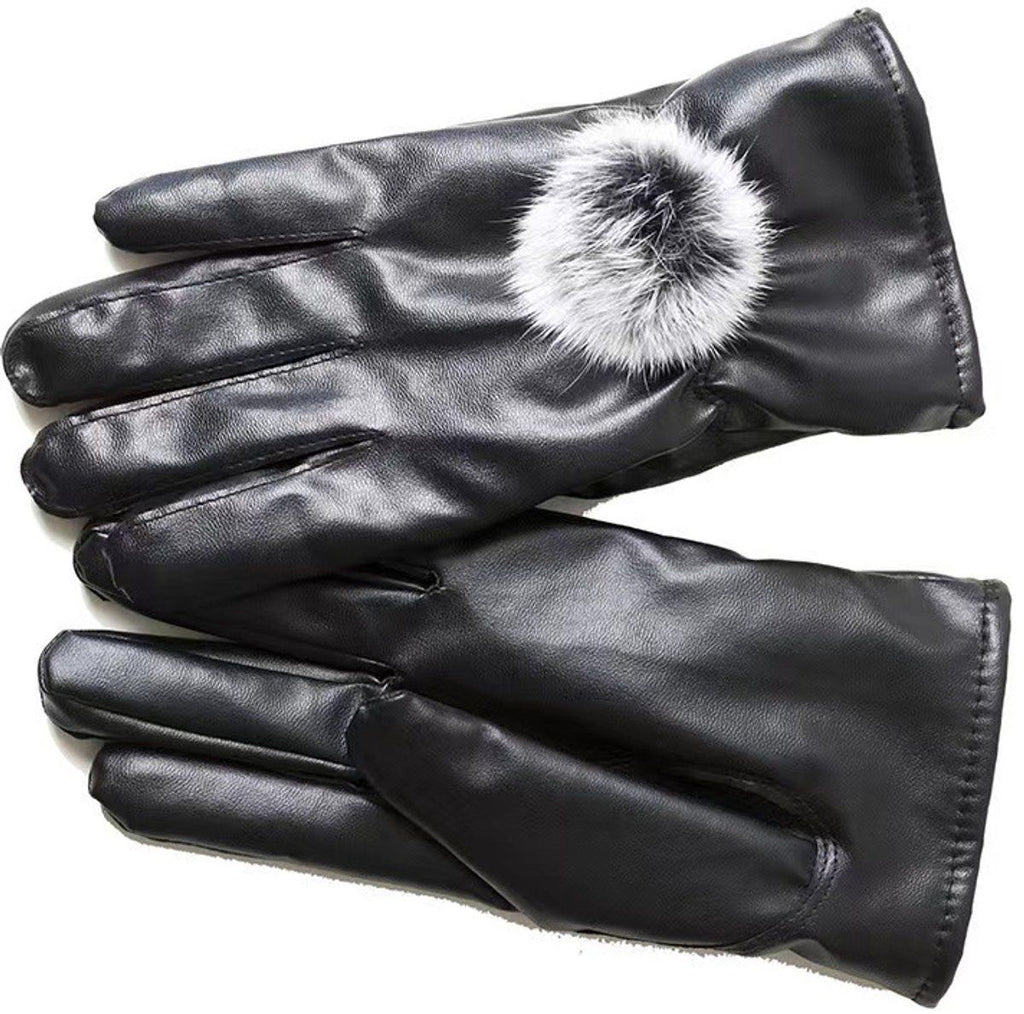 Warm winter gloves, Cycling gloves, Touchscreen gloves, Women's winter gloves, Windproof and warm leather, Black