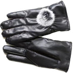 Warm winter gloves, Cycling gloves, Touchscreen gloves, Women's winter gloves, Windproof and warm leather, Black