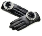 Warm winter gloves, Cycling gloves, Touchscreen gloves, Women's winter gloves, Windproof and warm leather, Black