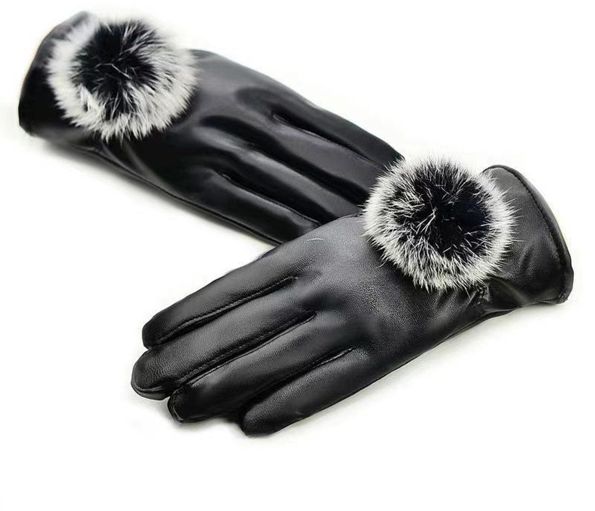 Warm winter gloves, Cycling gloves, Touchscreen gloves, Women's winter gloves, Windproof and warm leather, Black