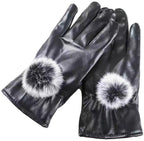 Warm winter gloves, Cycling gloves, Touchscreen gloves, Women's winter gloves, Windproof and warm leather, Black