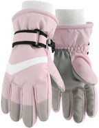 Children's Ski Gloves, Thick Warm Waterproof Windproof Winter Snow Gloves for Outdoor Cold Weather Wear, Size M, Pink