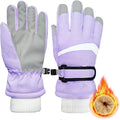 Children's Ski Gloves, Thick Warm Waterproof Windproof Winter Snow Gloves for Outdoor Cold Weather Wear, Size M, Purple