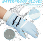 Children's Ski Gloves, Thick Warm Waterproof Windproof Winter Snow Gloves for Outdoor Cold Weather Wear, Size M, Blue