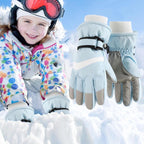 Children's Ski Gloves, Thick Warm Waterproof Windproof Winter Snow Gloves for Outdoor Cold Weather Wear, Size M, Blue