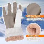 Kids Waterproof Ski Gloves, Windproof Winter Snow Gloves with Touchscreen Fingers for Girls Aged 9-10, Size L, White