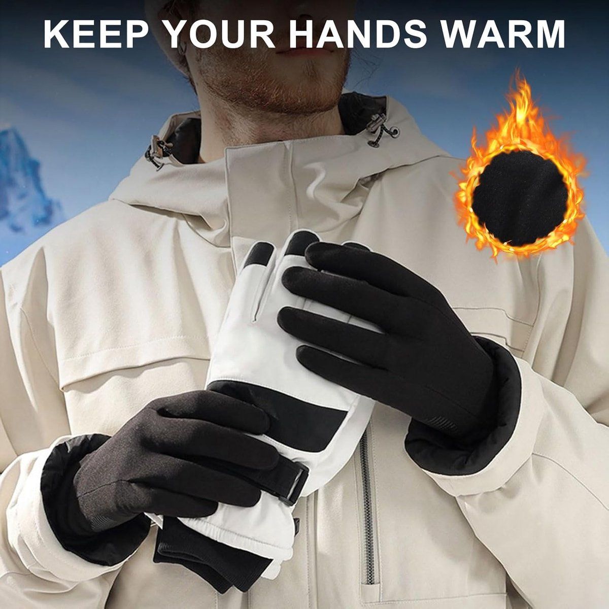 Winter Gloves, Winter Touchscreen Warm Gloves, Men's Lightweight Running Gloves Cold Weather Thermal Non-Slip Gloves, M