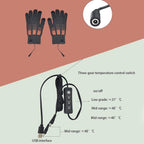 Heated Gloves, Electric Gloves, Winter Warm Cycling Gloves, Level 3 Warm Ski Gloves, 23 x 13 x 8 cm, USB, Grey