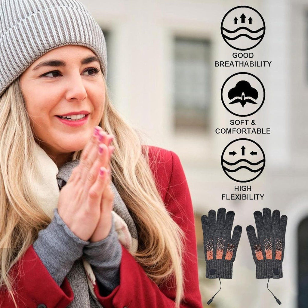 Heated Gloves, Electric Gloves, Winter Warm Cycling Gloves, Level 3 Warm Ski Gloves, 23 x 13 x 8 cm, USB, Grey