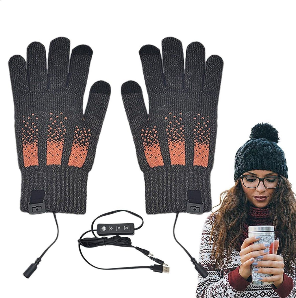 Heated Gloves, Electric Gloves, Winter Warm Cycling Gloves, Level 3 Warm Ski Gloves, 23 x 13 x 8 cm, USB, Grey