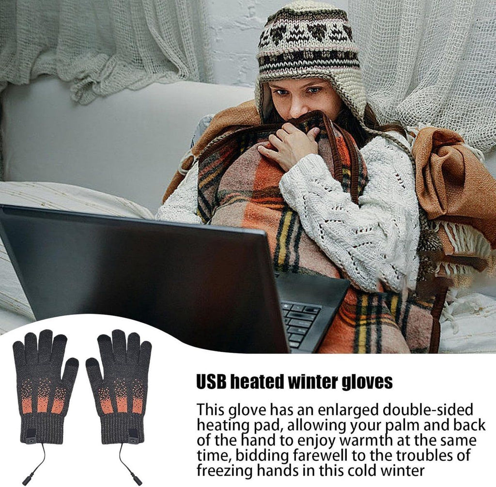 Heated Gloves, Electric Gloves, Winter Warm Cycling Gloves, Level 3 Warm Ski Gloves, 23 x 13 x 8 cm, USB, Grey