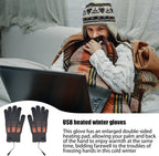 Heated Gloves, Electric Gloves, Winter Warm Cycling Gloves, Level 3 Warm Ski Gloves, 23 x 13 x 8 cm, USB, Grey