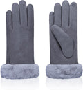 Winter Gloves, windproof gloves, Warm winter gloves for women, Fleece-lined gloves, Thermal touchscreen, 20 x 23 cm, Grey