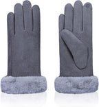 Winter Gloves, windproof gloves, Warm winter gloves for women, Fleece-lined gloves, Thermal touchscreen, 20 x 23 cm, Grey