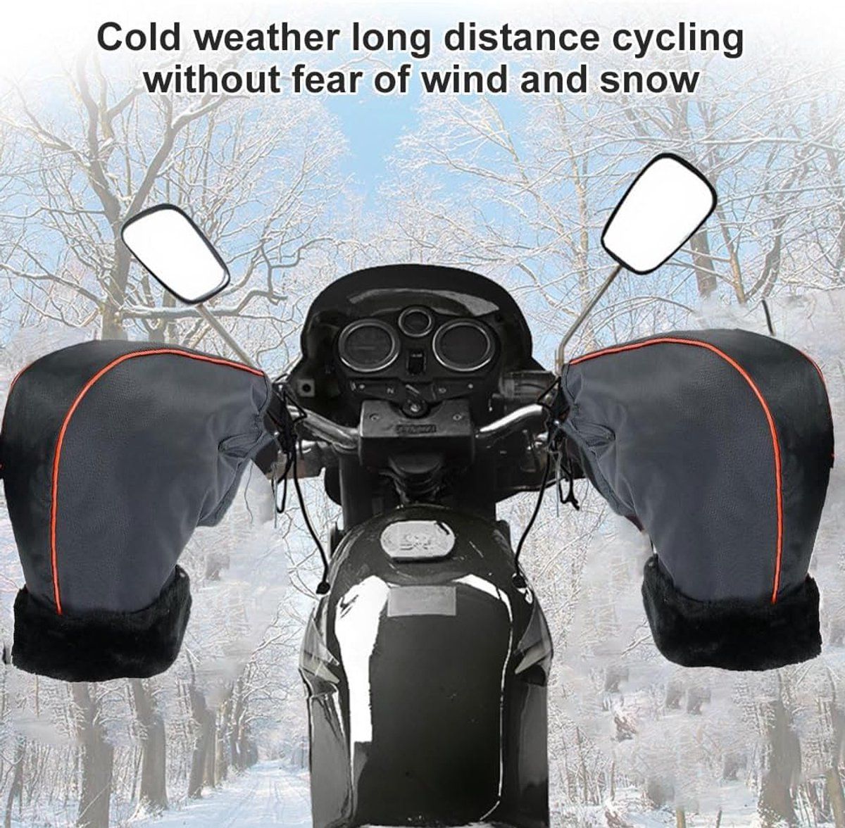 Cycling Gloves, Motorcycle Handlebar Gloves, Universal Motorcycle Handlebar Cover, Warm Cycling Gloves, Windproof and Warm, Black