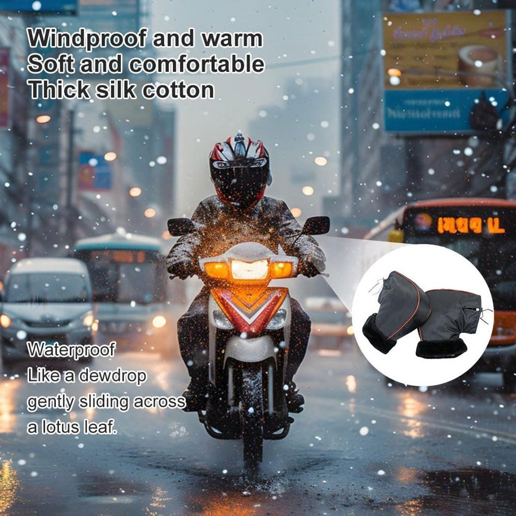 Cycling Gloves, Motorcycle Handlebar Gloves, Universal Motorcycle Handlebar Cover, Warm Cycling Gloves, Windproof and Warm, Black