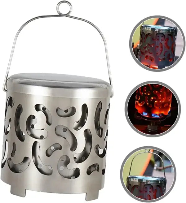 1 Piece Portable Camping Stove Heater Cover, Stainless Steel Tent Warmer for Outdoor Hiking and Camping, Silver, 10.3 x 11 cm