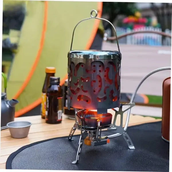 1 Piece Portable Camping Stove Heater Cover, Stainless Steel Tent Warmer for Outdoor Hiking and Camping, Silver, 10.3 x 11 cm