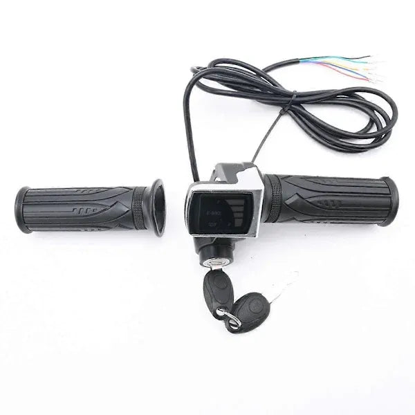 Replacement Electric Throttle Handle for Electric Bike Scooter Twist Throttle Handle with LCD Display and Power, Made of Abs, Black Color