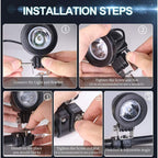 Compatible 10w white led motorcycle fog light 2pcs waterproof 3 inch additional light for bike car truck, Made of Aluminum