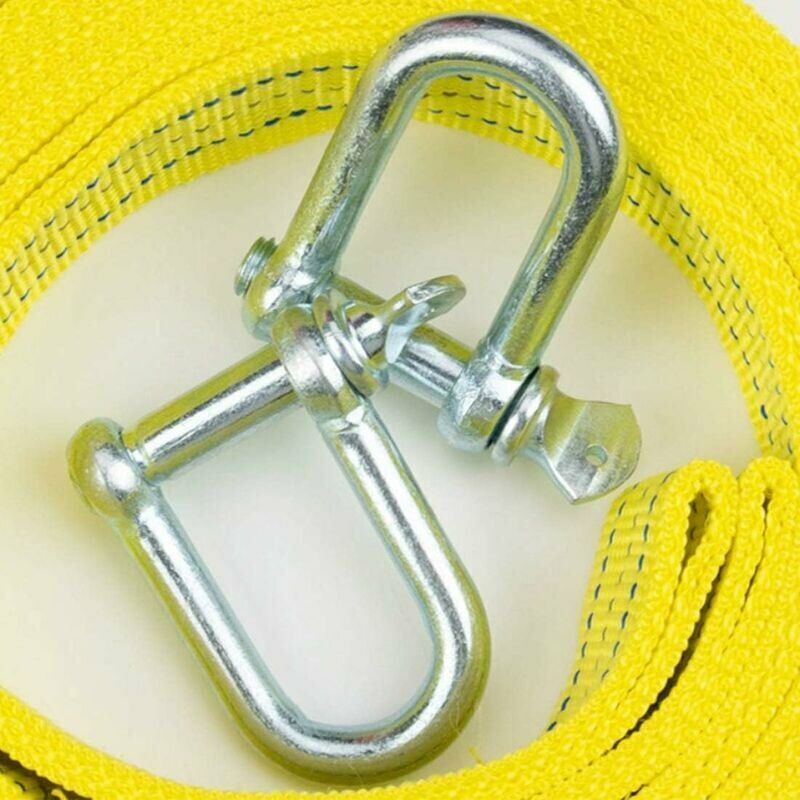Heavy duty towing strap with two D-ring safety hooks for winch, 5 ton capacity and 5 m length..DEBUNS, Replacement Part