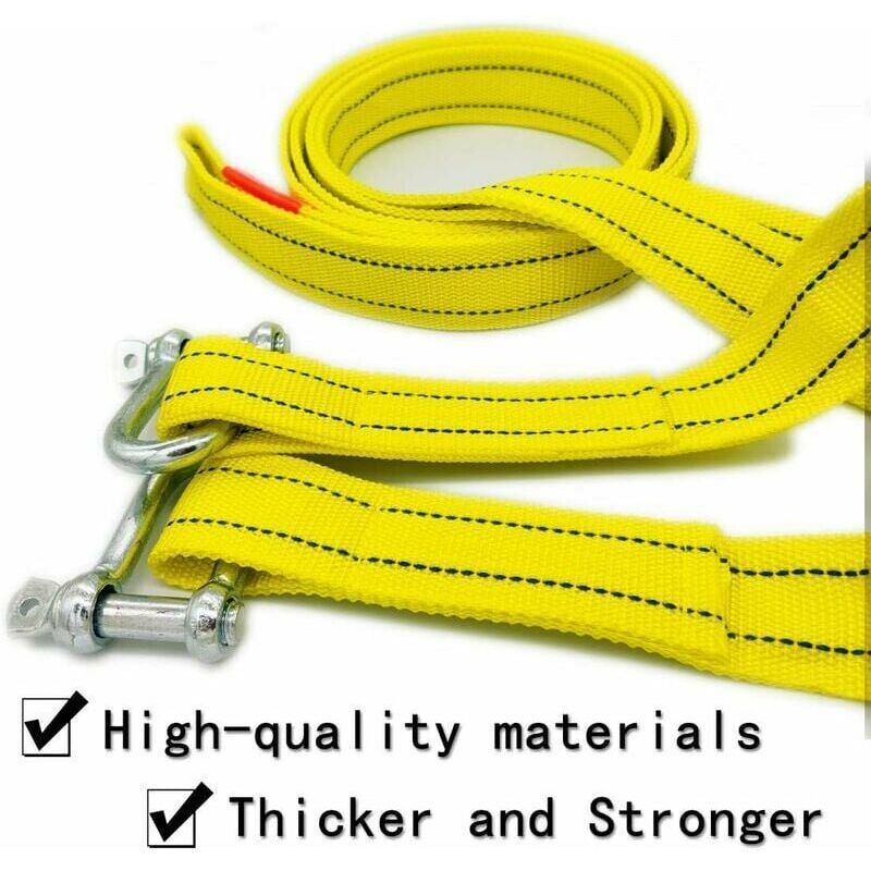 Heavy duty towing strap with two D-ring safety hooks for winch, 5 ton capacity and 5 m length..DEBUNS, Replacement Part