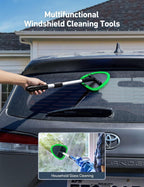 Windshield Washer, Car Windshield Cleaning Tool for Inside with 4 Reusable and Washable Microfiber Pads, Green, Green Color