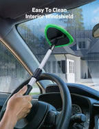 Windshield Washer, Car Windshield Cleaning Tool for Inside with 4 Reusable and Washable Microfiber Pads, Green, Green Color