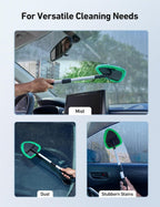 Windshield Washer, Car Windshield Cleaning Tool for Inside with 4 Reusable and Washable Microfiber Pads, Green, Green Color
