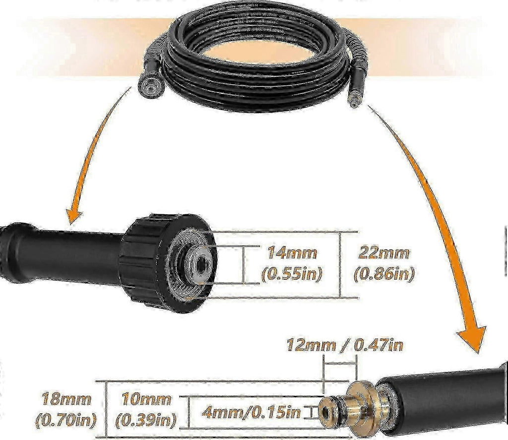 Karcher K2 Old Model High Pressure Washer Hose 6m med M22 14mm Connection 0905, Rubber material, car washing and detailing