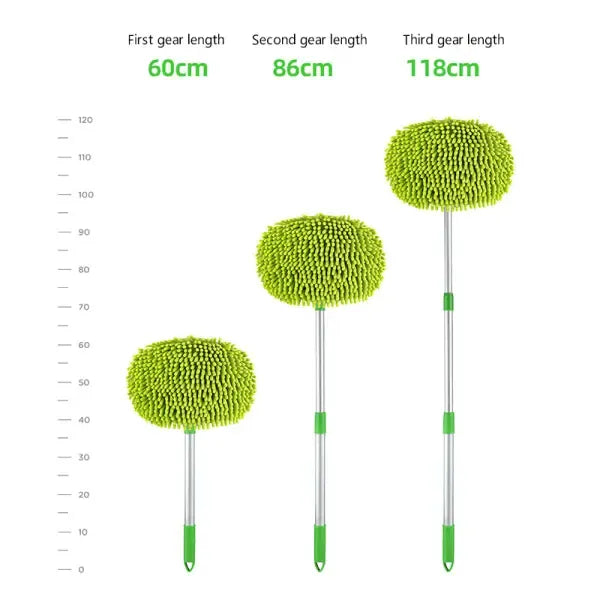 Microfiber Car Wash Brush Mop Extendable Long Handle Scratch-Free Removable and Washable Cover for Car Replace Spare Head Cover