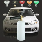 Foam Cannon with 1/4 Inch Quick Connect, 1 Liter Bottle and 5 Nozzle Tips for High Pressure Washer Cleaning Use