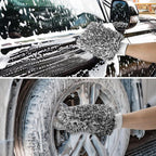 Rim Brush - Car Wheel Brush with Car Wash Mitt - Microfiber Rim Brush - Tire Brush - Wheel Brush - Rim Cleaner