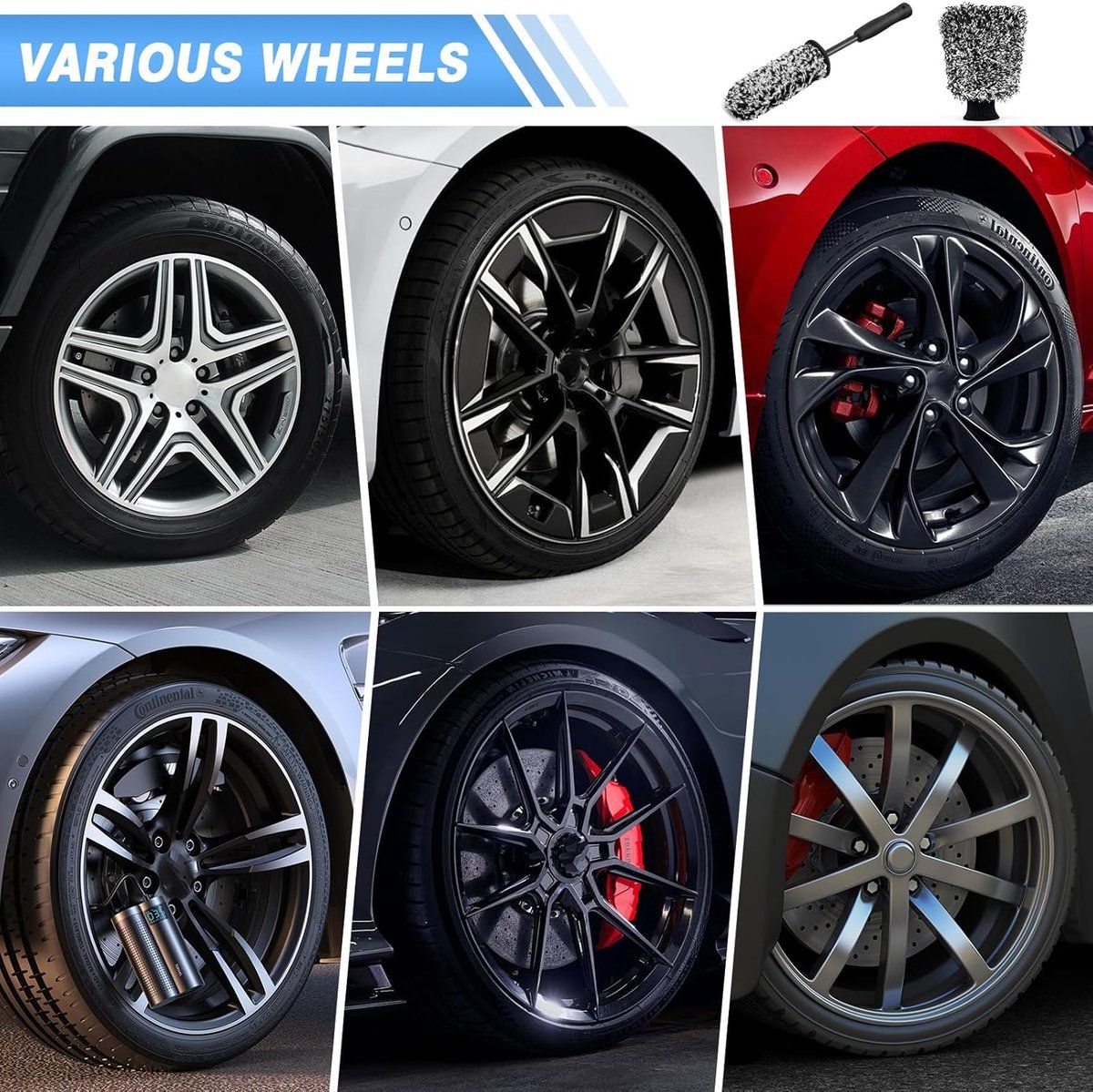 Rim Brush - Car Wheel Brush with Car Wash Mitt - Microfiber Rim Brush - Tire Brush - Wheel Brush - Rim Cleaner