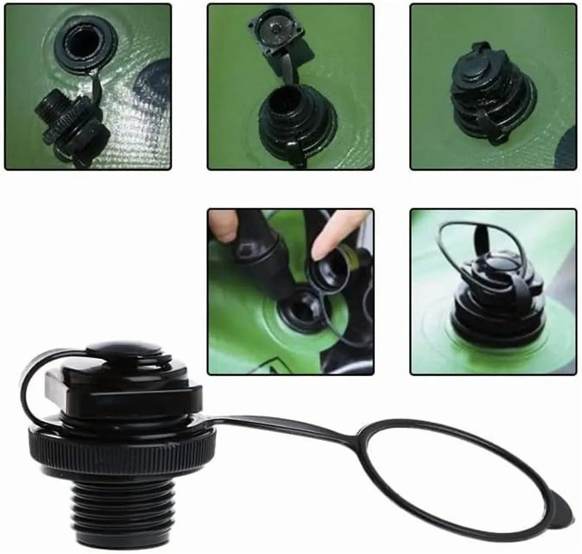 24mm Air Valve Spiral Plugs One Way Inflation Replacement for Inflatable Boat Kayak Canoe Bed Towable Tube, Black 2 Pack